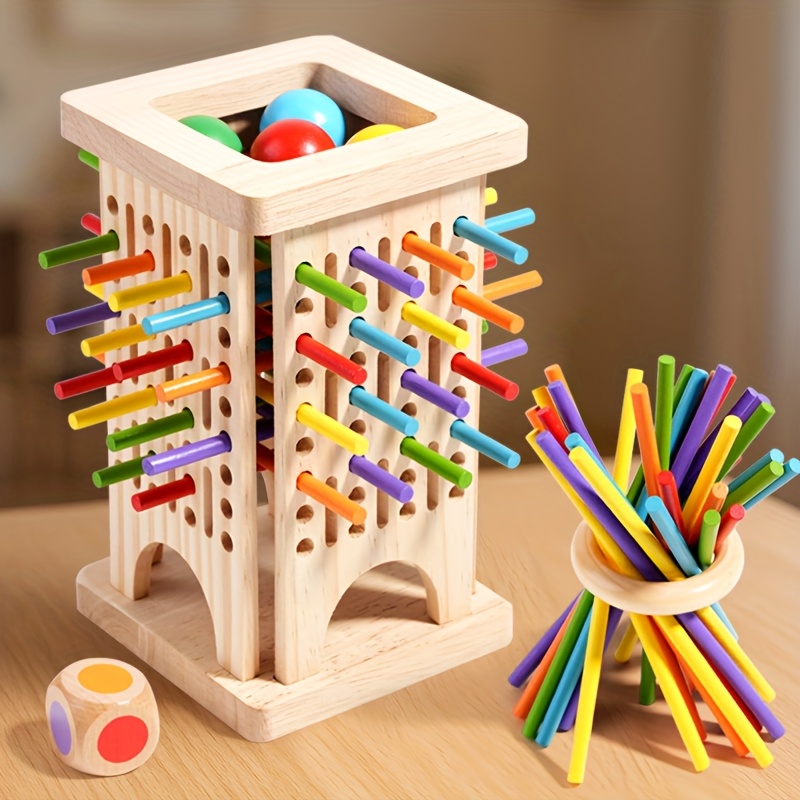 Party Games At Home - Permainan Papan Kayu Montessori Tongkat Warna-warni